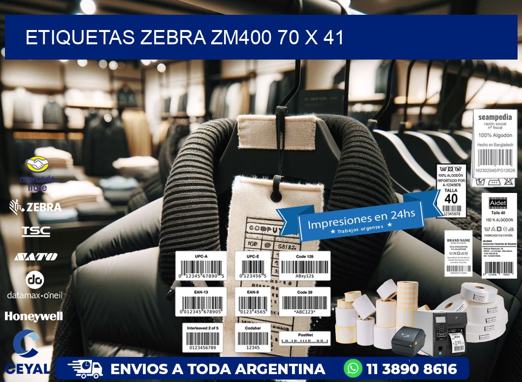 ETIQUETAS Zebra ZM400 70 x 41