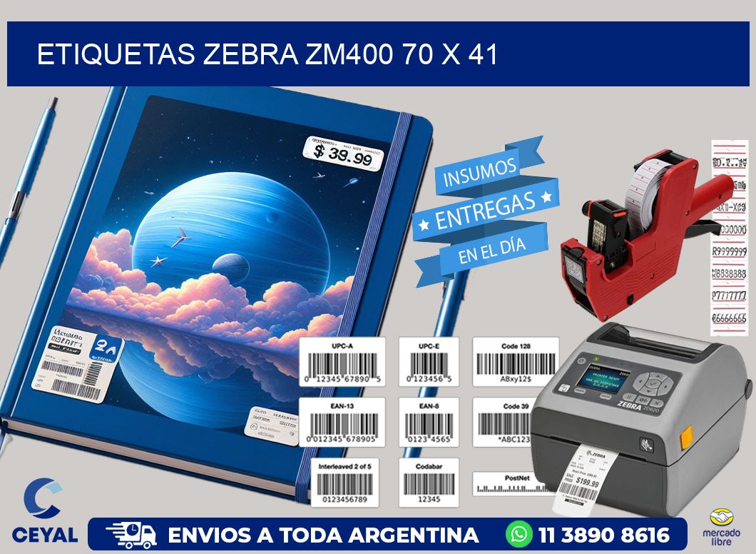ETIQUETAS Zebra ZM400 70 x 41