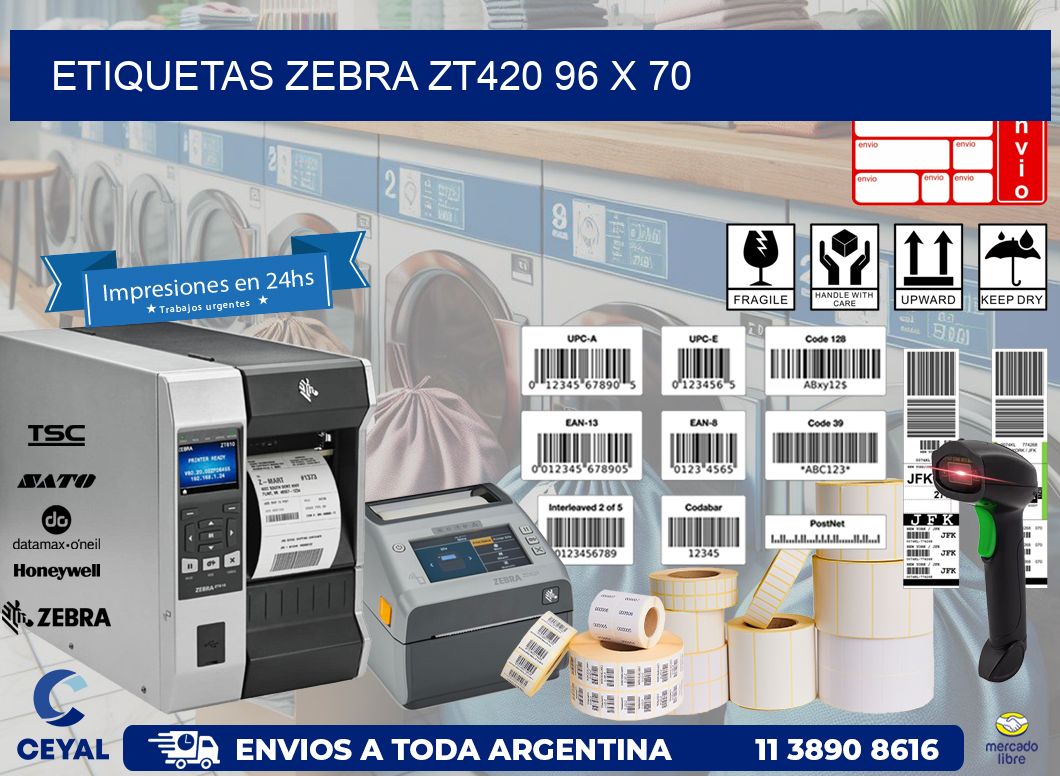 ETIQUETAS Zebra ZT420 96 x 70