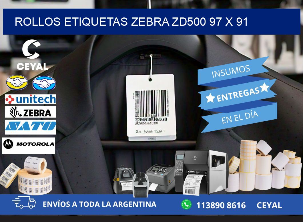 ROLLOS ETIQUETAS Zebra ZD500 97 x 91