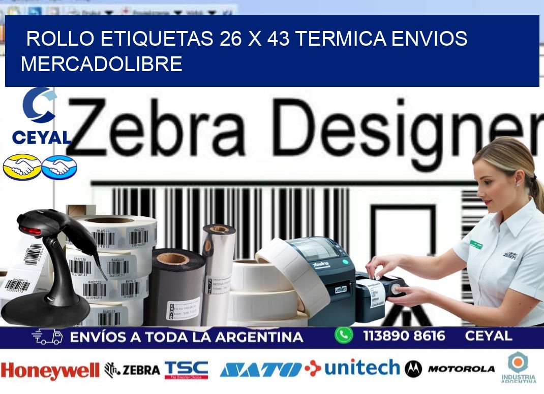 Rollo etiquetas 26 x 43 termica ENVIOS MERCADOLIBRE