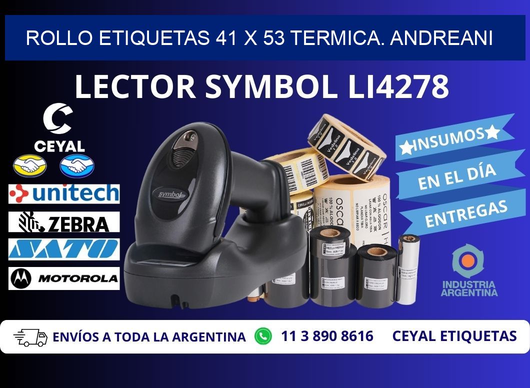 Rollo etiquetas 41 x 53 termica. Andreani