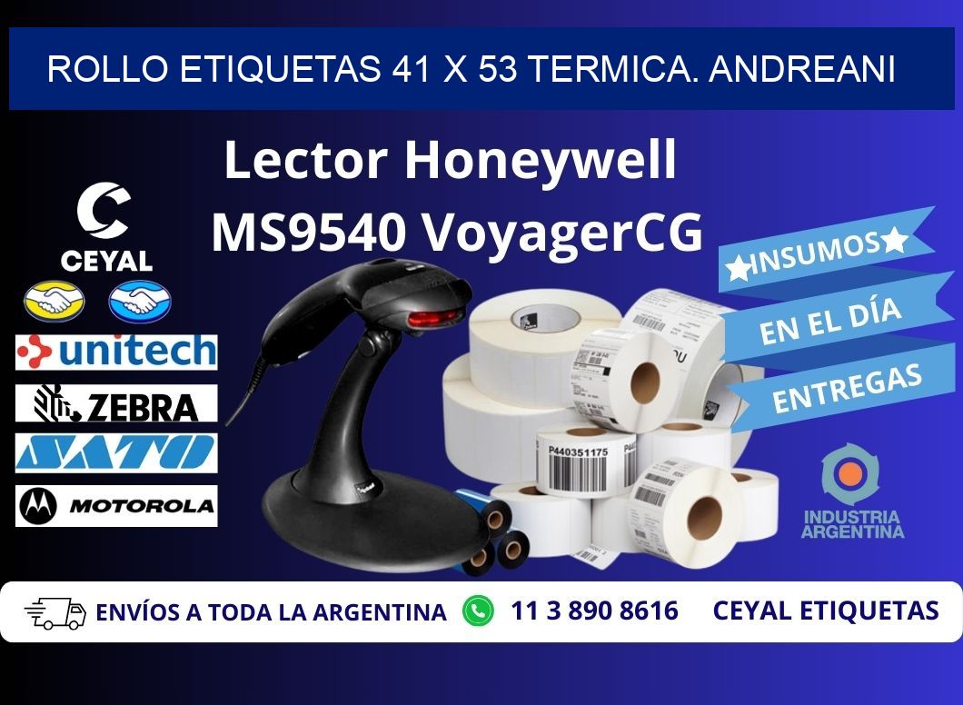 Rollo etiquetas 41 x 53 termica. Andreani