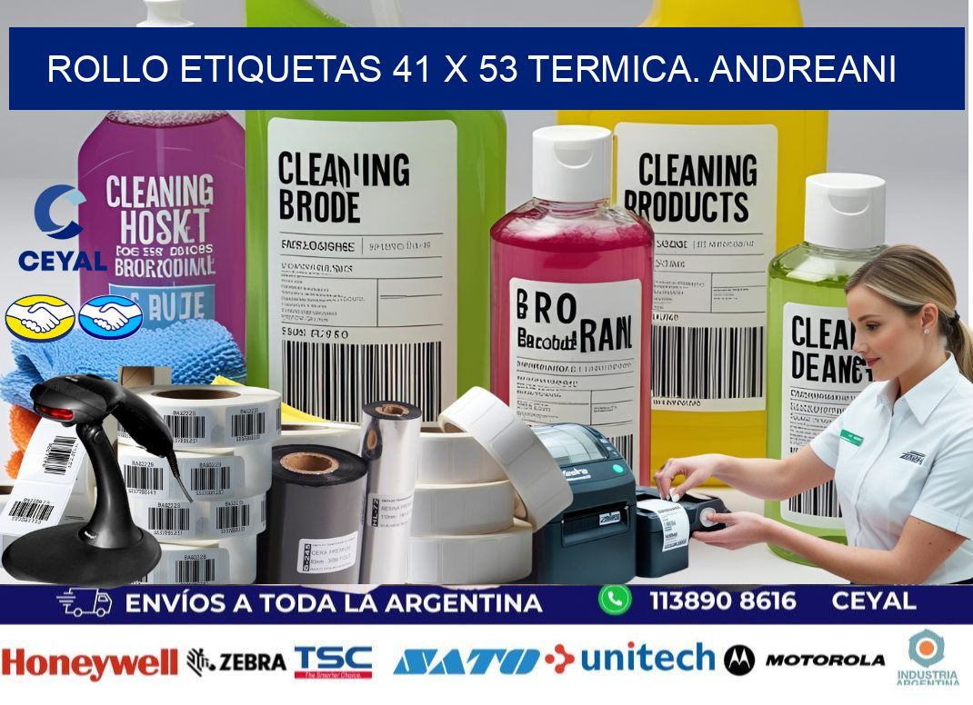 Rollo etiquetas 41 x 53 termica. Andreani