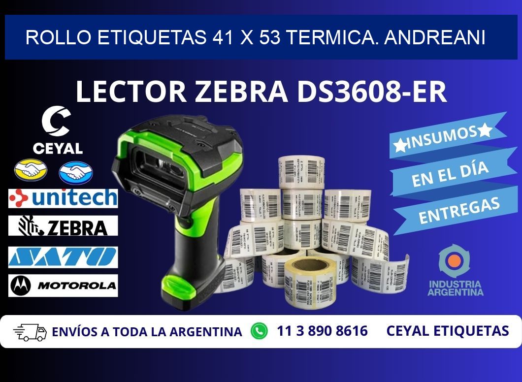 Rollo etiquetas 41 x 53 termica. Andreani