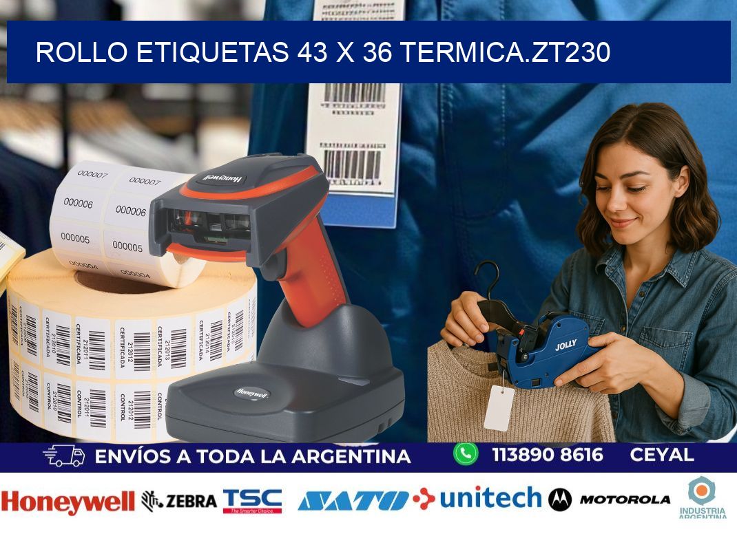 Rollo etiquetas 43 x 36 termica.zt230