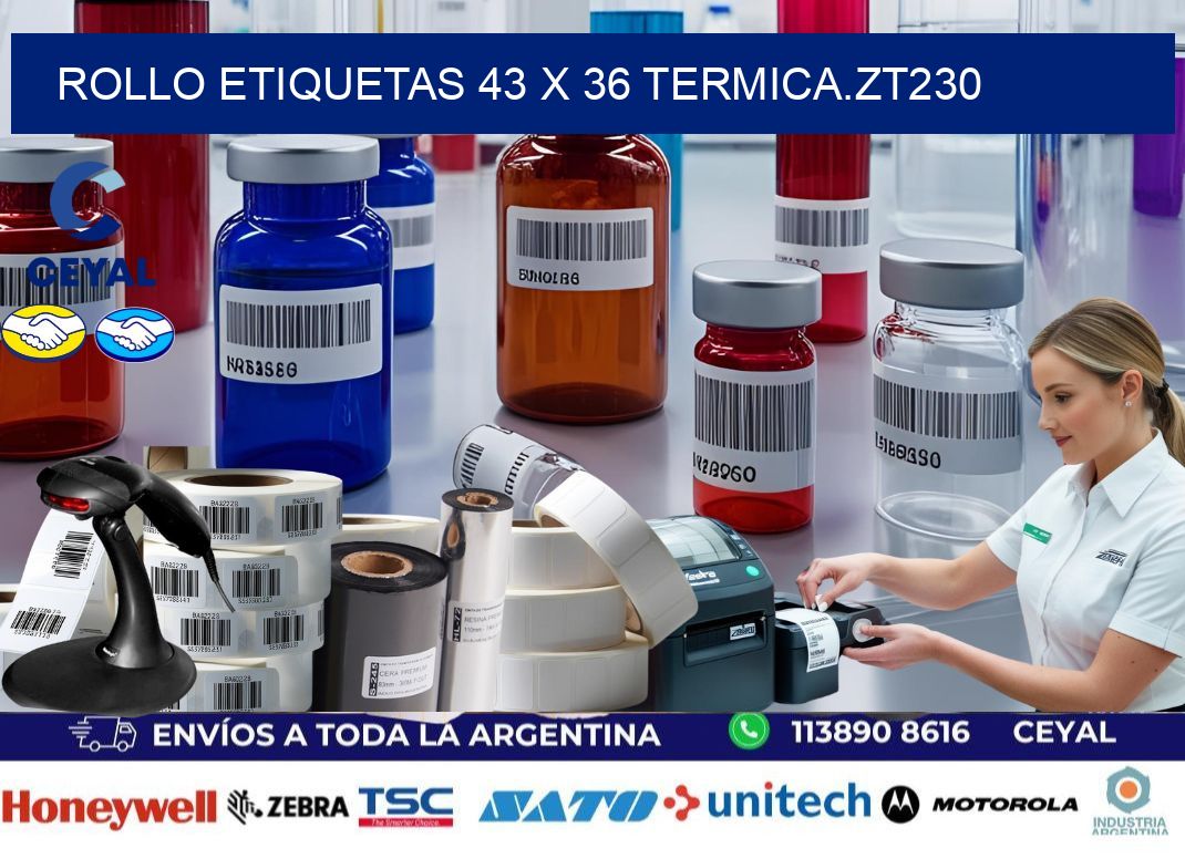 Rollo etiquetas 43 x 36 termica.zt230