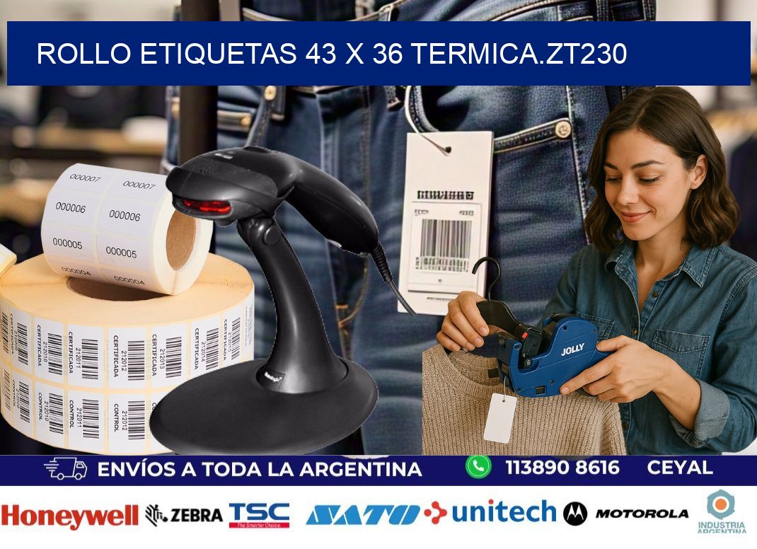 Rollo etiquetas 43 x 36 termica.zt230