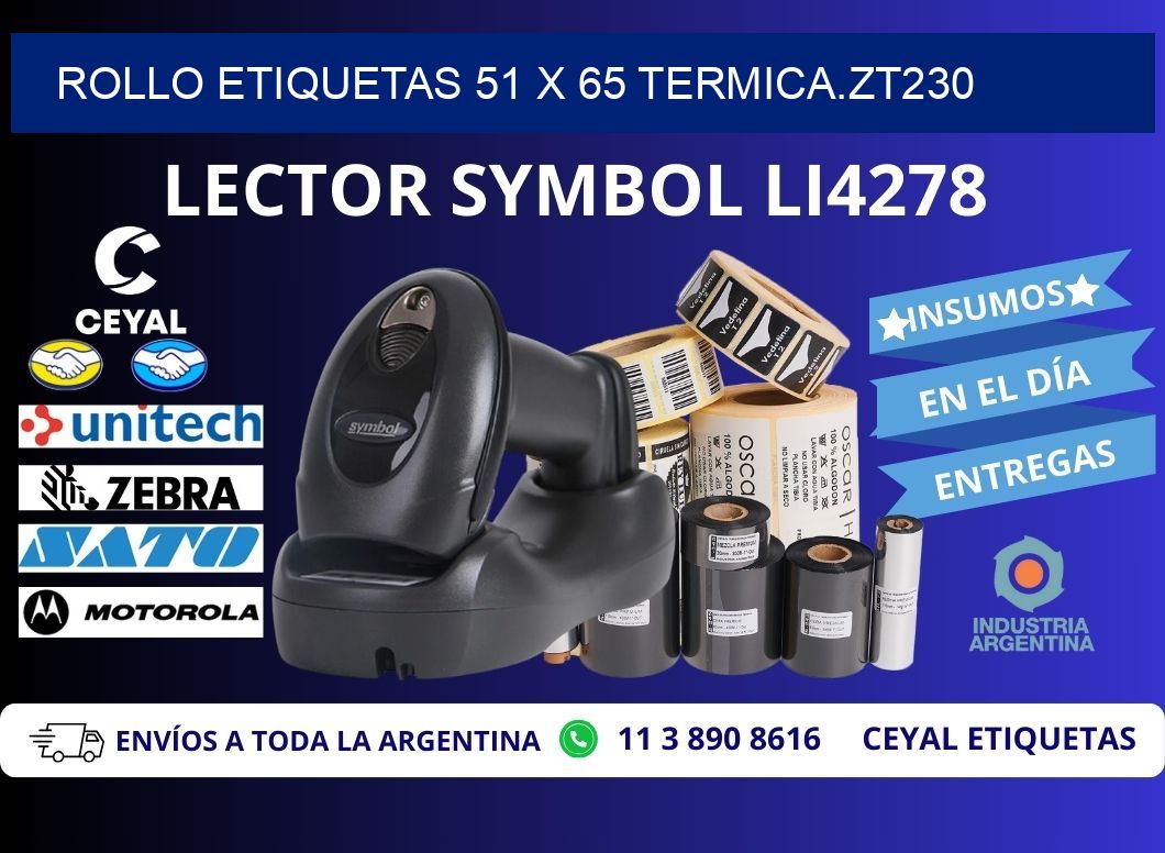 Rollo etiquetas 51 x 65 termica.zt230