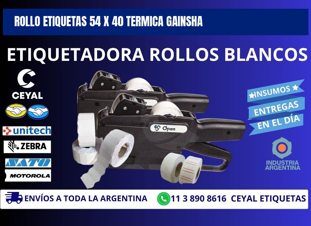 Rollo etiquetas 54 x 40 termica gainsha
