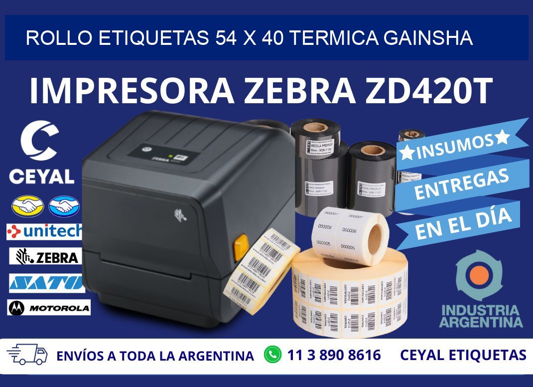 Rollo etiquetas 54 x 40 termica gainsha
