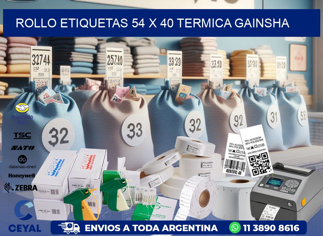 Rollo etiquetas 54 x 40 termica gainsha