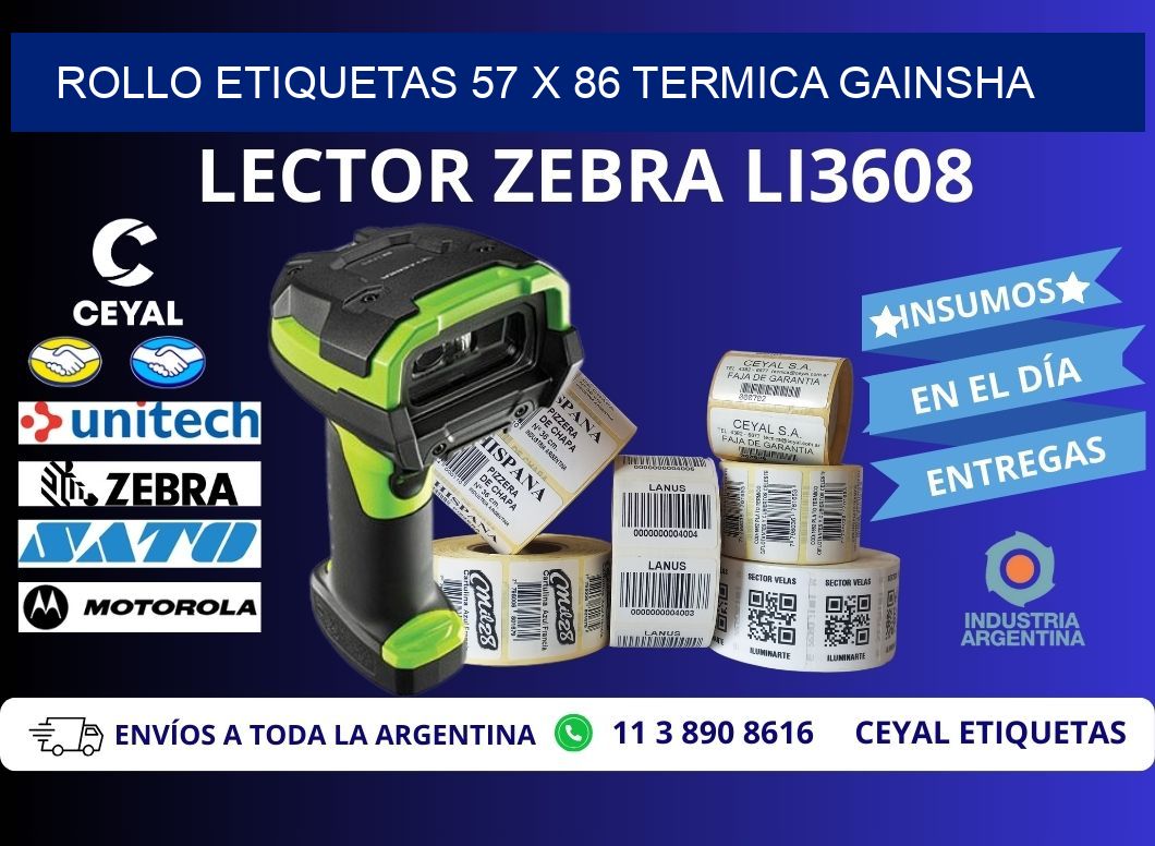 Rollo etiquetas 57 x 86 termica gainsha