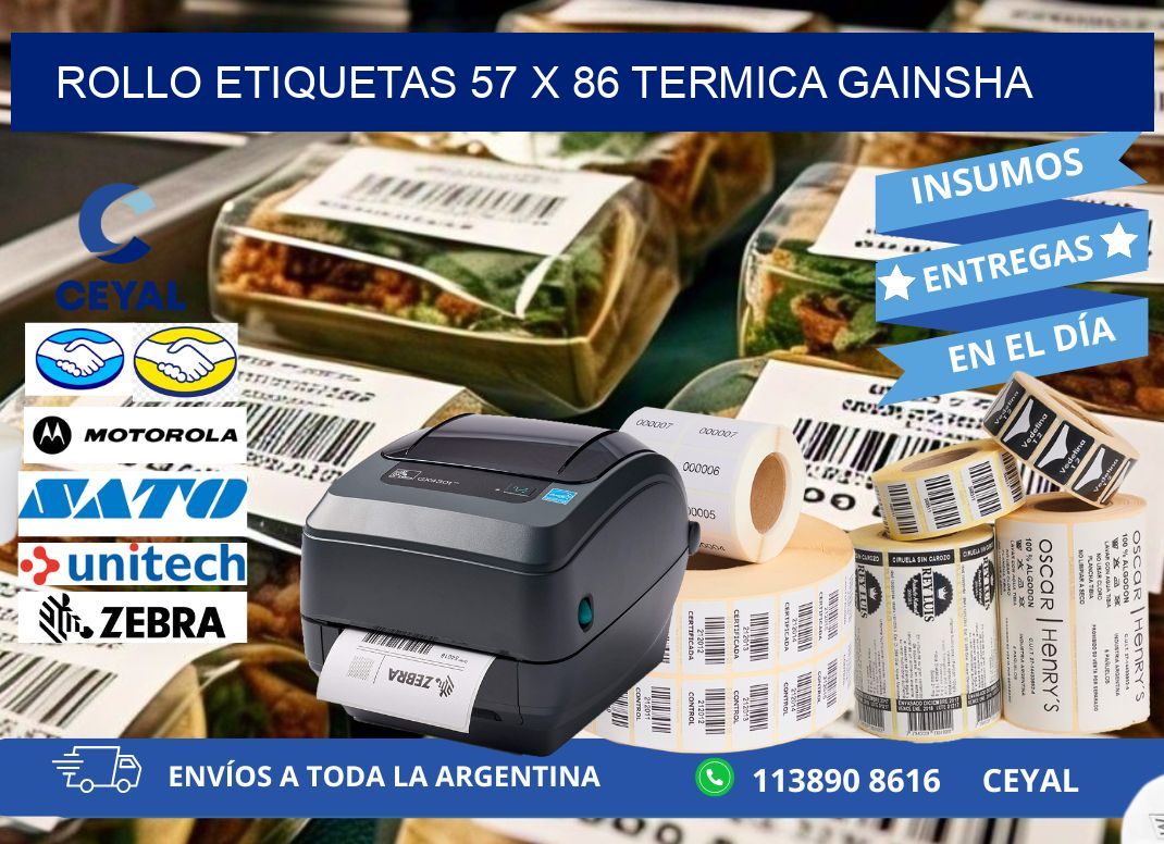 Rollo etiquetas 57 x 86 termica gainsha
