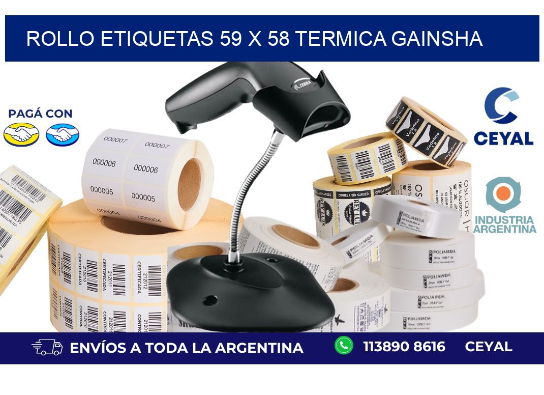 Rollo etiquetas 59 x 58 termica gainsha