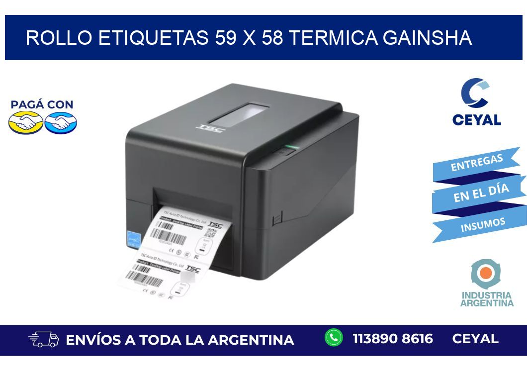 Rollo etiquetas 59 x 58 termica gainsha