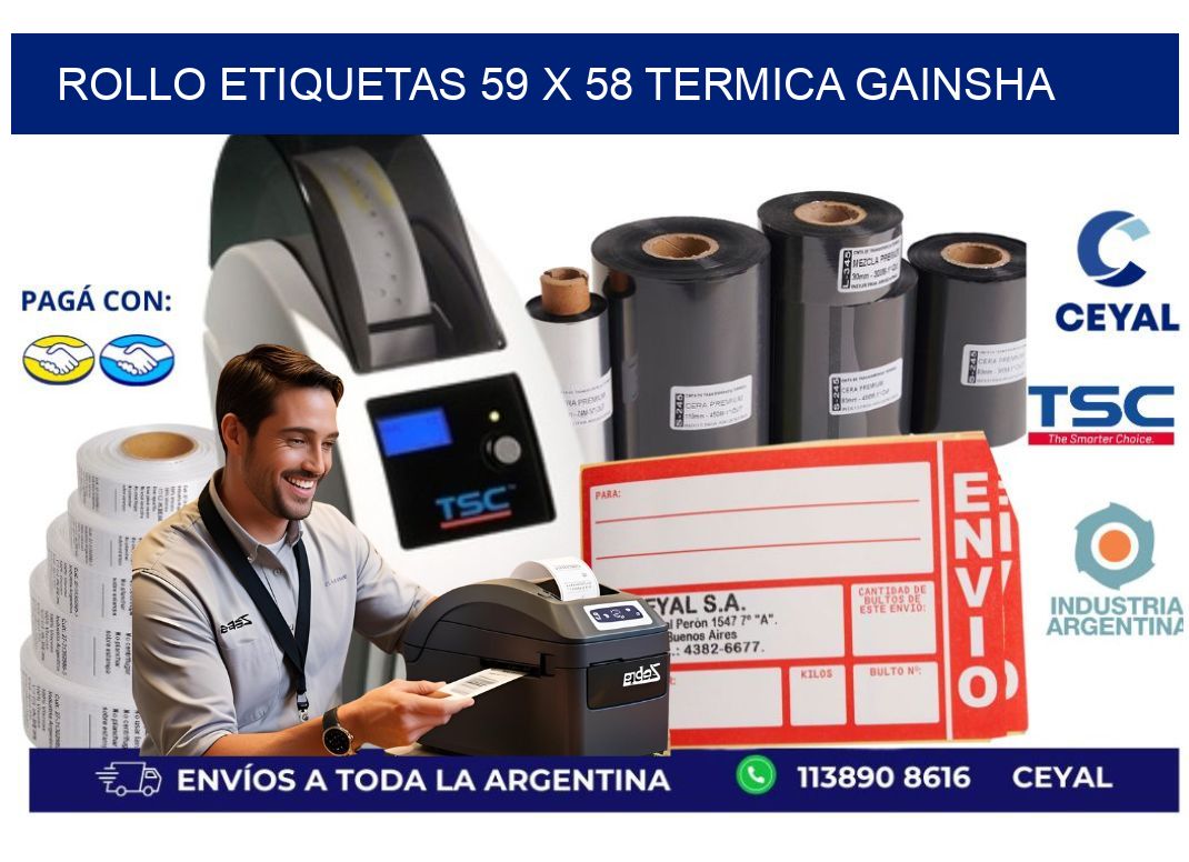 Rollo etiquetas 59 x 58 termica gainsha