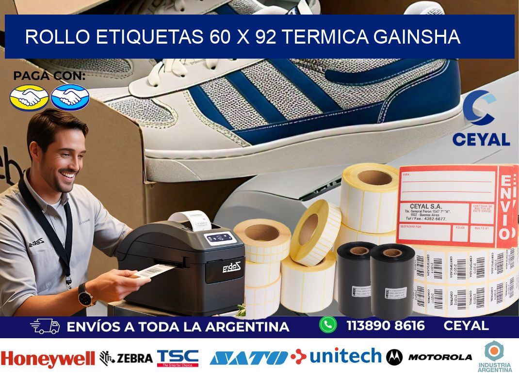 Rollo etiquetas 60 x 92 termica gainsha