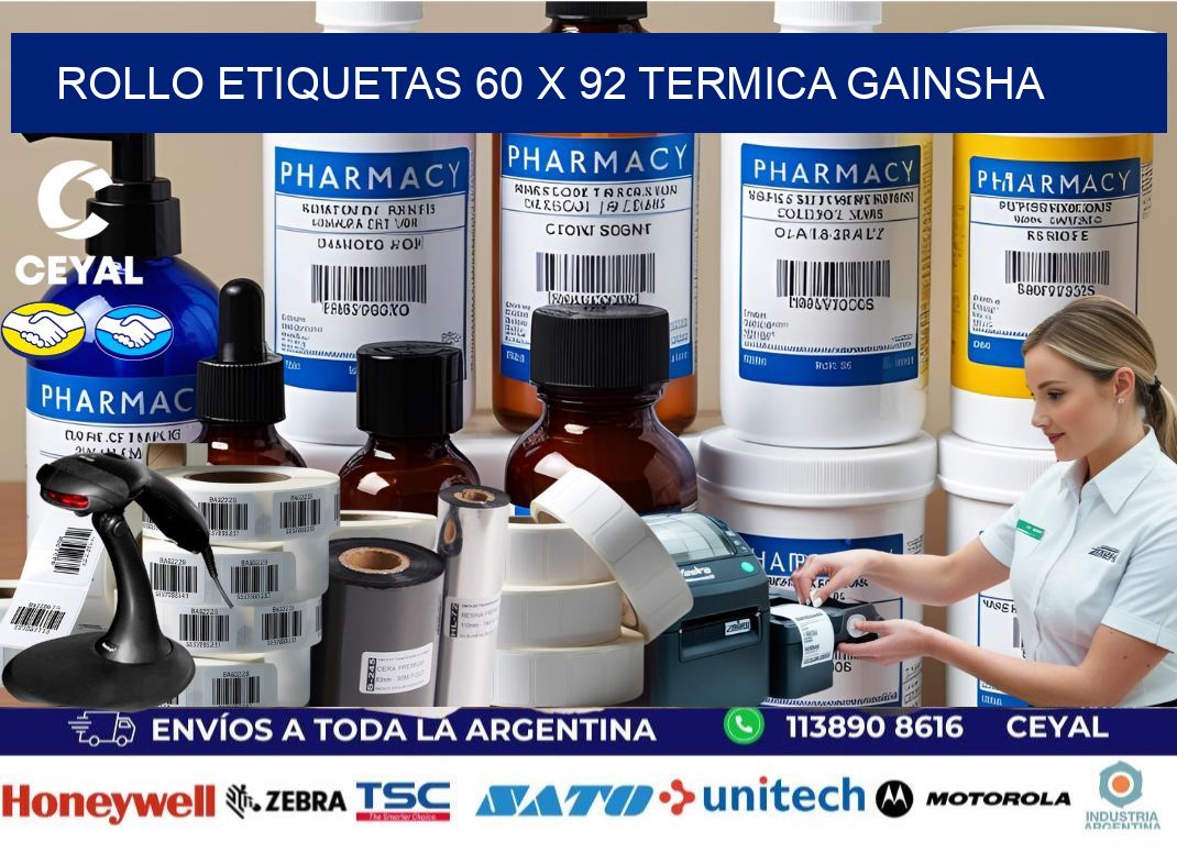 Rollo etiquetas 60 x 92 termica gainsha