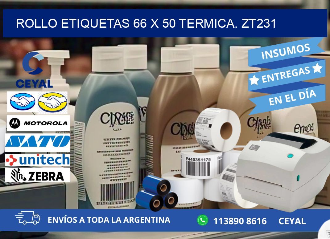Rollo etiquetas 66 x 50 termica. zt231