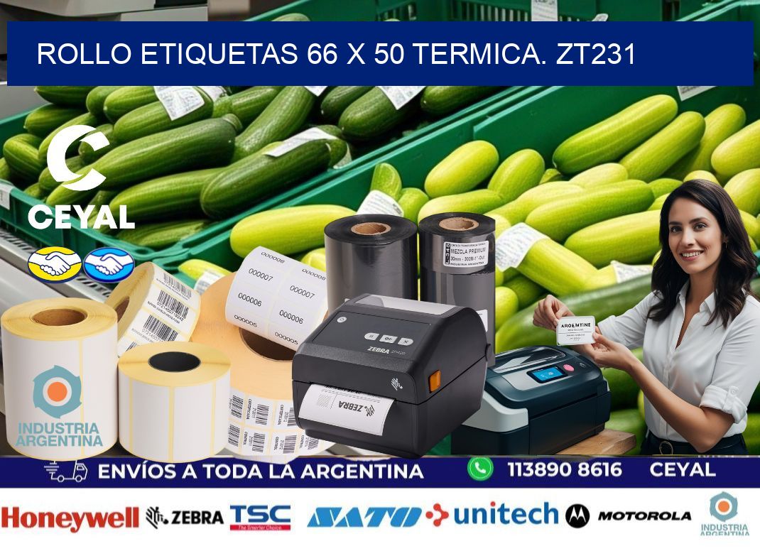 Rollo etiquetas 66 x 50 termica. zt231