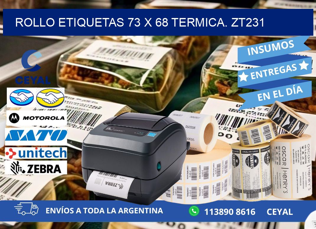 Rollo etiquetas 73 x 68 termica. zt231