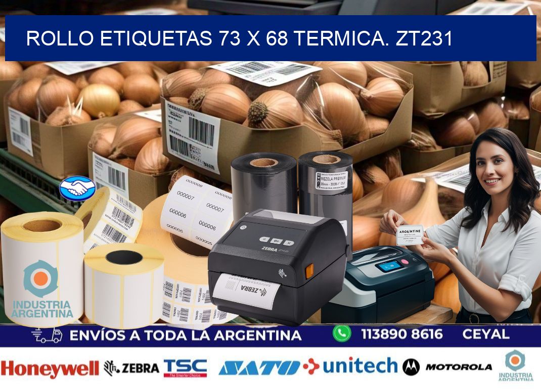 Rollo etiquetas 73 x 68 termica. zt231