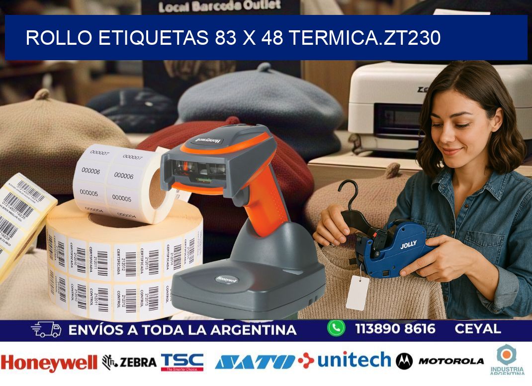 Rollo etiquetas 83 x 48 termica.zt230