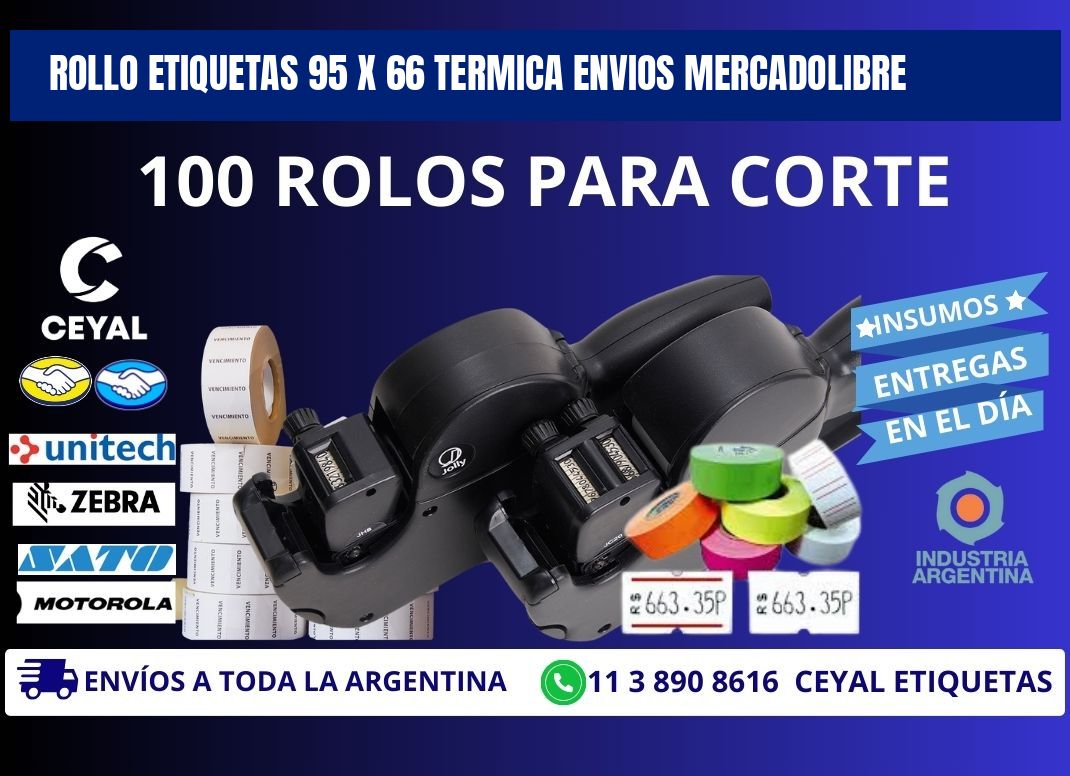 Rollo etiquetas 95 x 66 termica ENVIOS MERCADOLIBRE