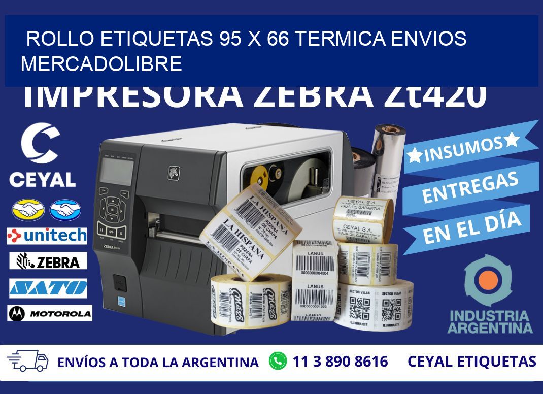 Rollo etiquetas 95 x 66 termica ENVIOS MERCADOLIBRE