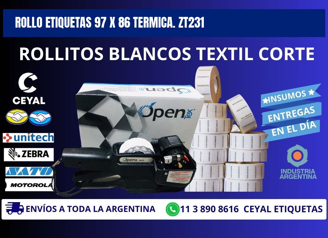 Rollo etiquetas 97 x 86 termica. zt231