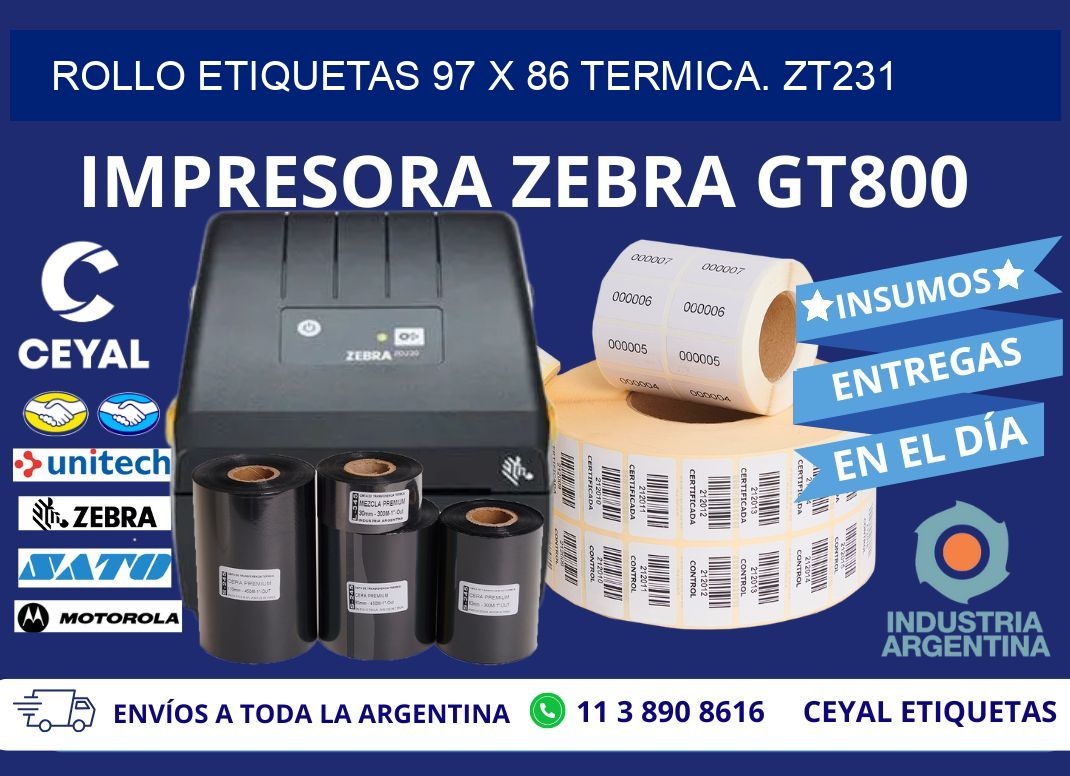 Rollo etiquetas 97 x 86 termica. zt231