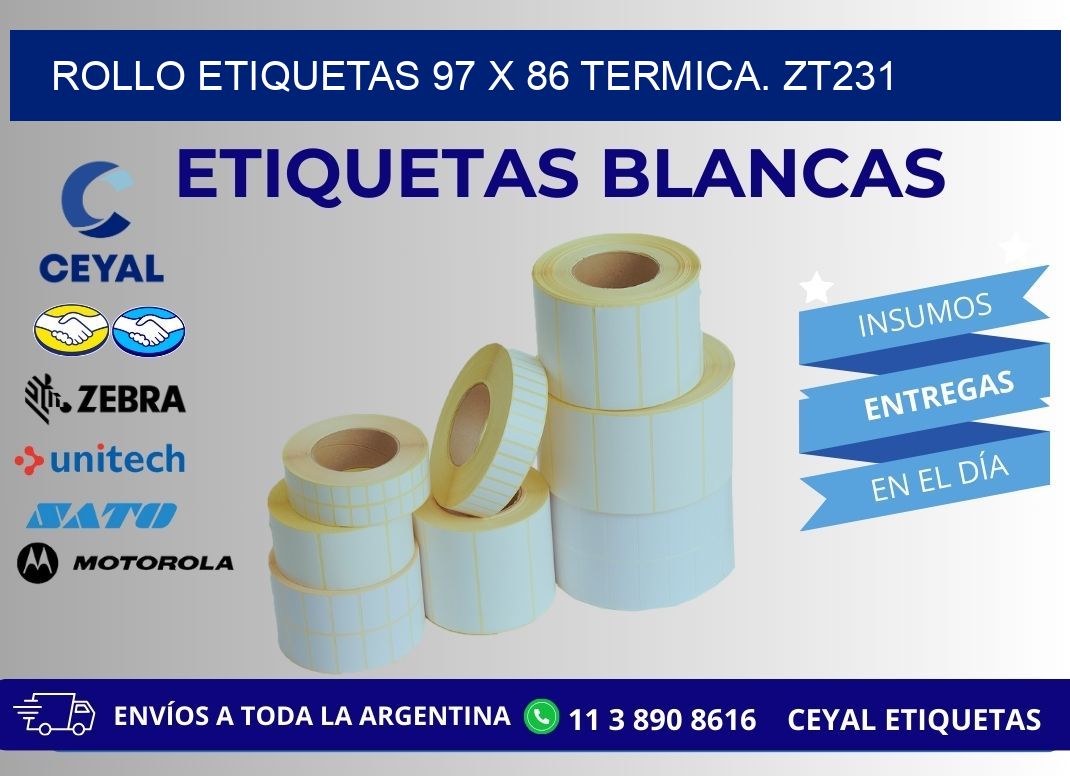 Rollo etiquetas 97 x 86 termica. zt231