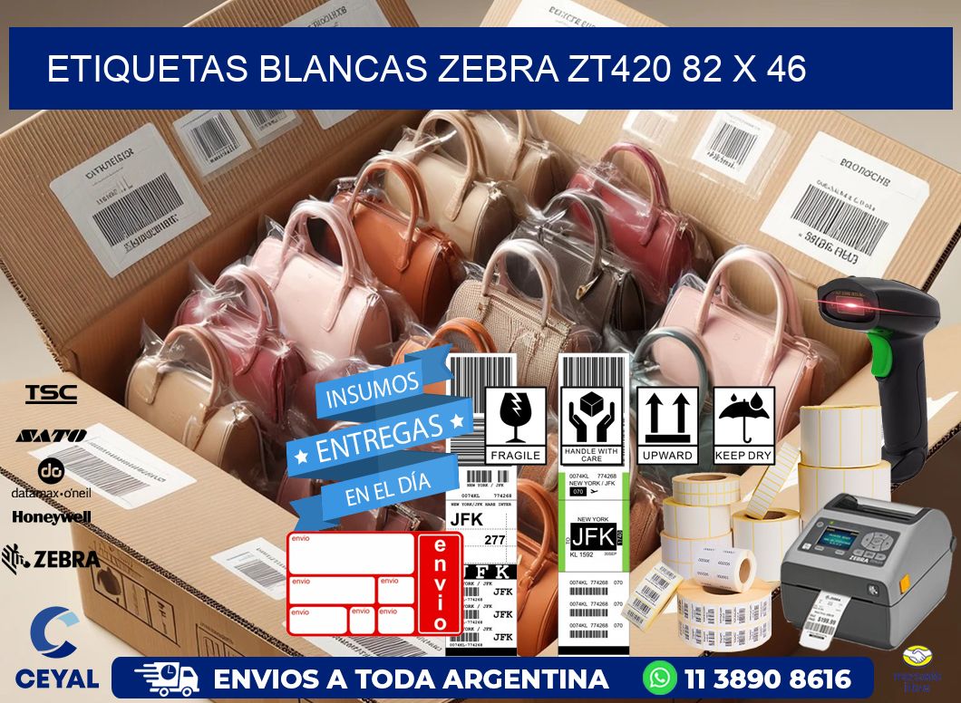 ETIQUETAS BLANCAS ZEBRA ZT420 82 x 46