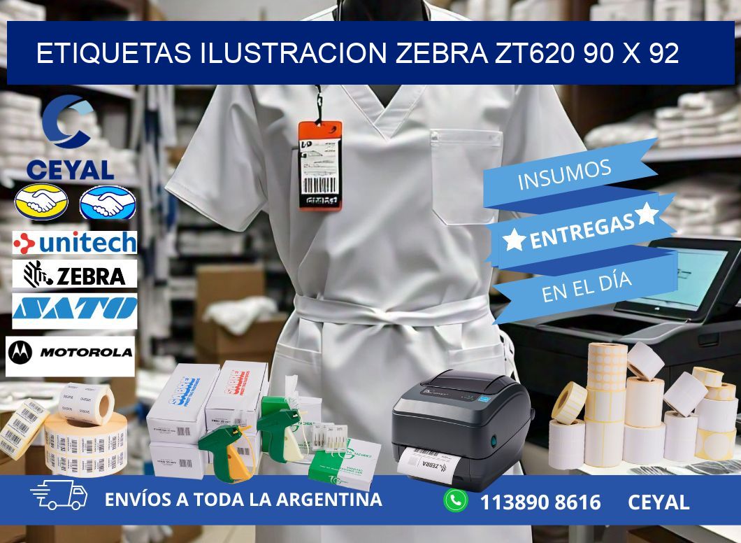 ETIQUETAS ILUSTRACION ZEBRA ZT620 90 x 92