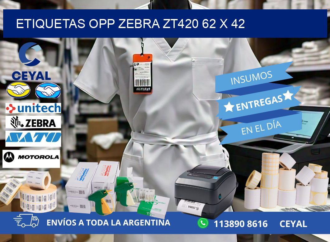 ETIQUETAS OPP ZEBRA ZT420 62 x 42