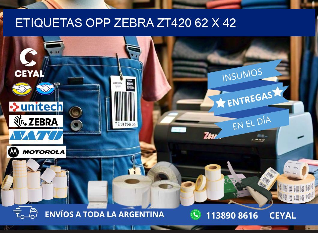 ETIQUETAS OPP ZEBRA ZT420 62 x 42