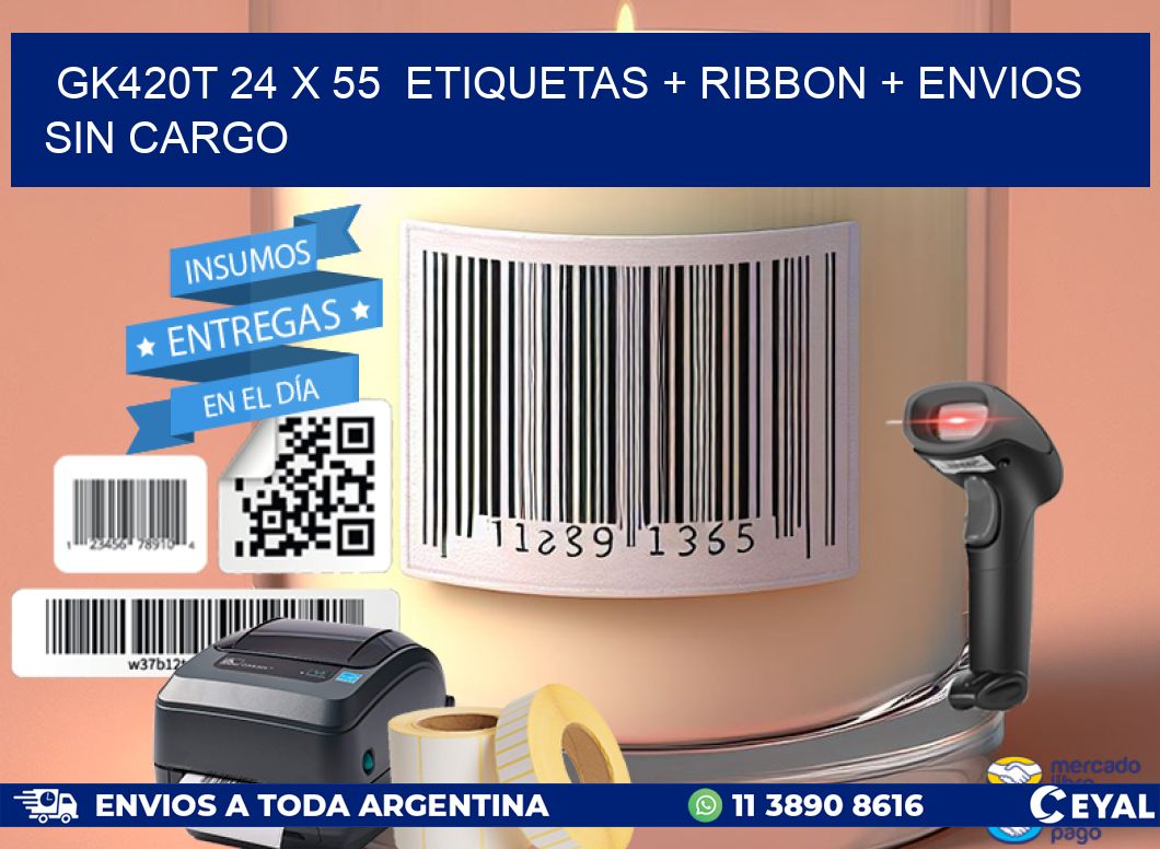 GK420T 24 x 55  etiquetas + ribbon + envios sin cargo