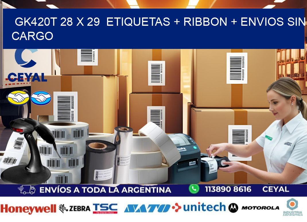 GK420T 28 x 29  etiquetas + ribbon + envios sin cargo