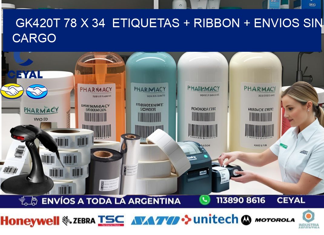 GK420T 78 x 34  etiquetas + ribbon + envios sin cargo