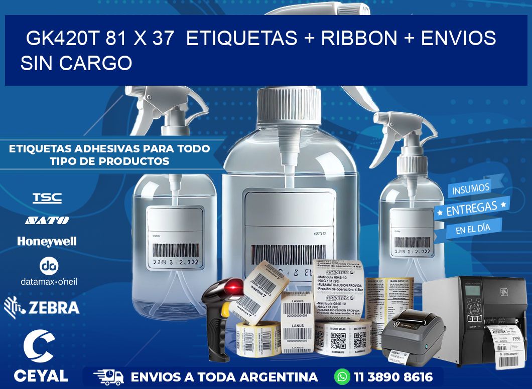 GK420T 81 x 37  etiquetas + ribbon + envios sin cargo
