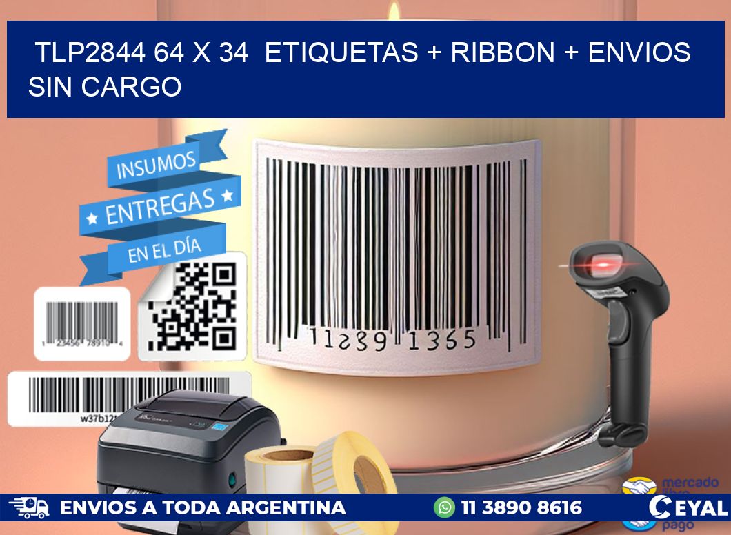 TLP2844 64 x 34  etiquetas + ribbon + envios sin cargo