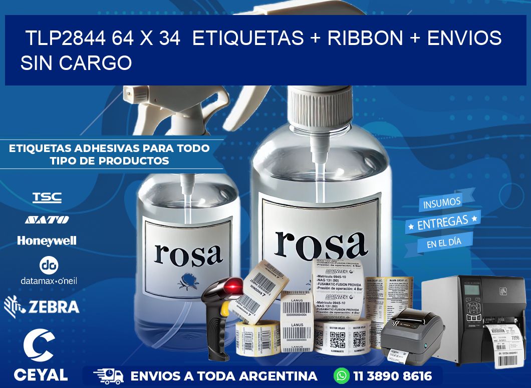TLP2844 64 x 34  etiquetas + ribbon + envios sin cargo