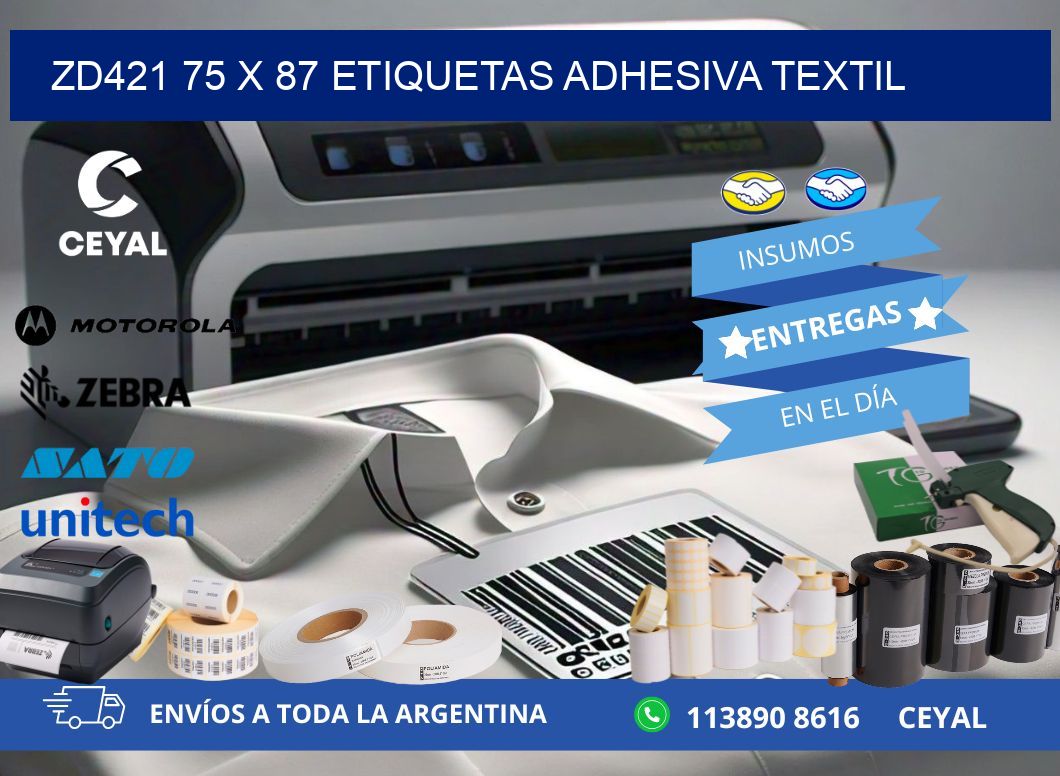 ZD421 75 x 87 ETIQUETAS ADHESIVA TEXTIL