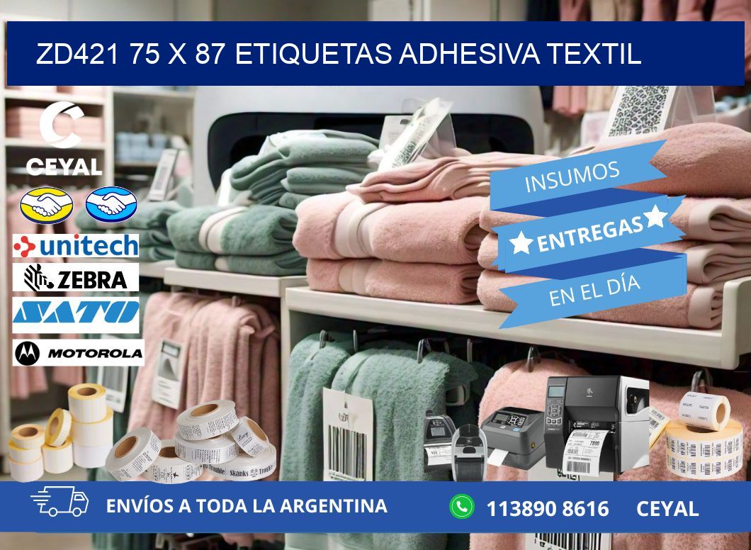 ZD421 75 x 87 ETIQUETAS ADHESIVA TEXTIL