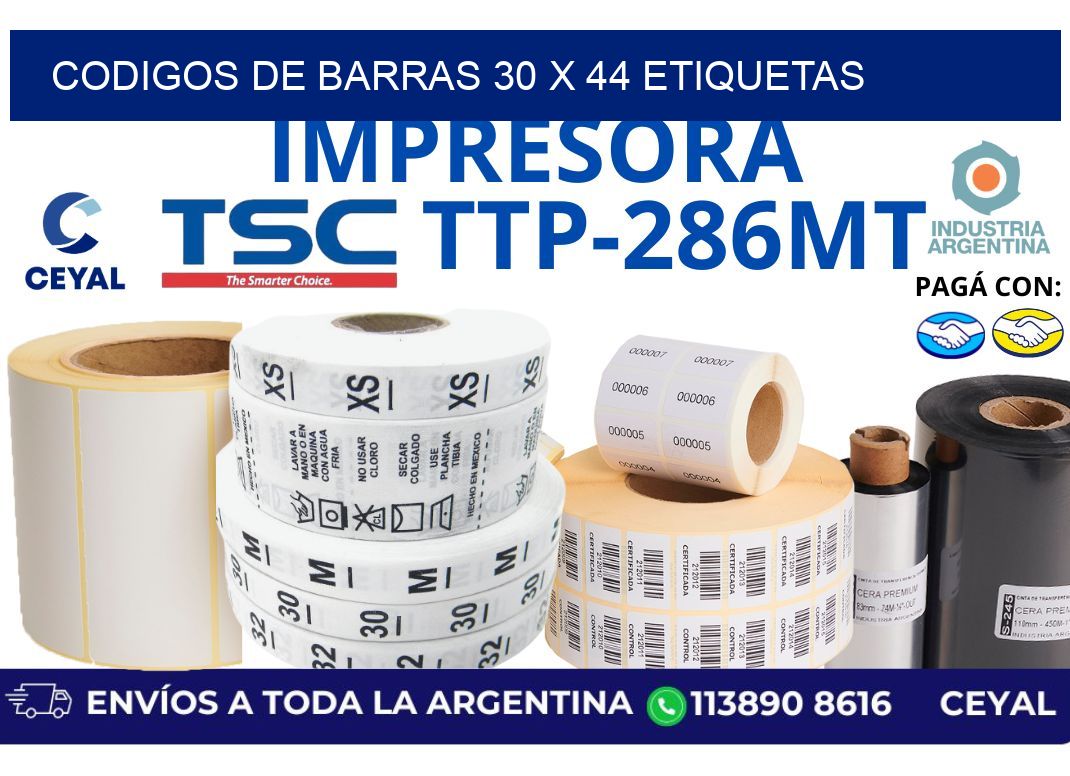 codigos de barras 30 x 44 etiquetas