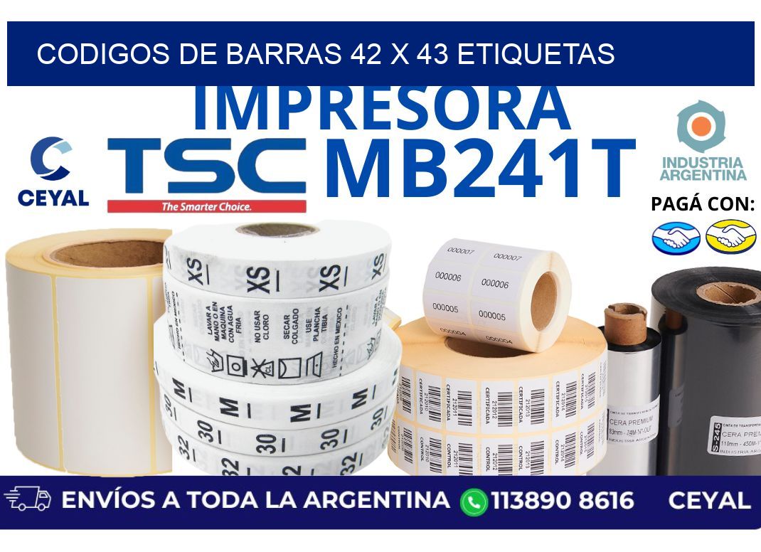 codigos de barras 42 x 43 etiquetas
