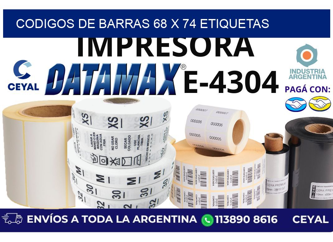 codigos de barras 68 x 74 etiquetas