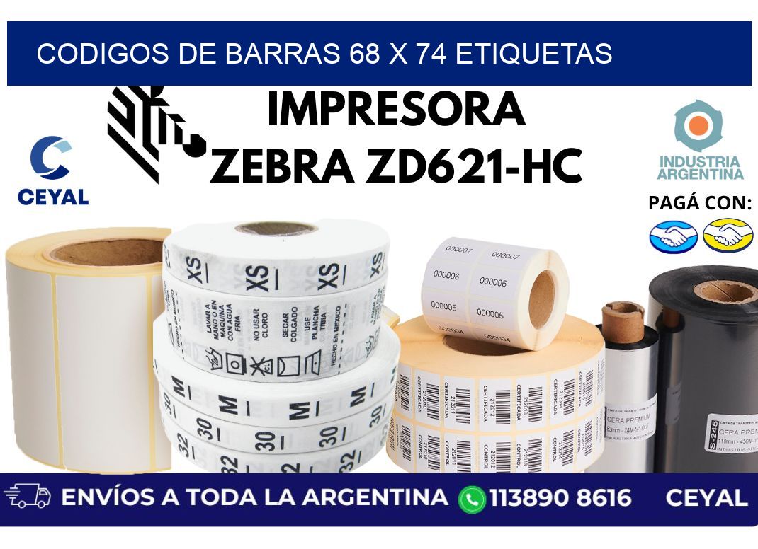 codigos de barras 68 x 74 etiquetas