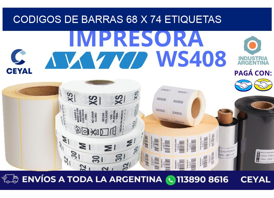 codigos de barras 68 x 74 etiquetas